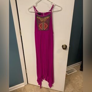 Pink, cotton, INC summer dress with neckline embroidered detail, XL